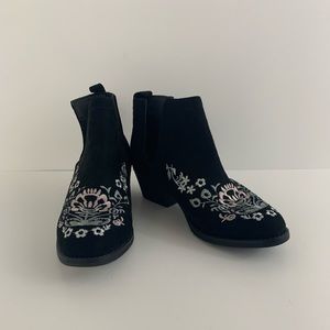 Olivia Miller Rosedale Embroidered Booties Suede